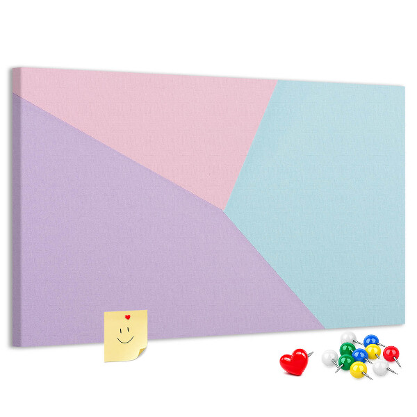 Pizarra de corcho con diseño de formas geométricas en colores pastel
