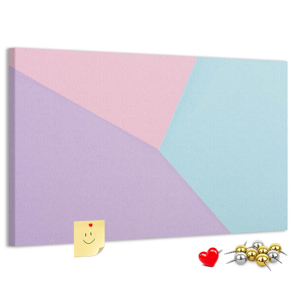 Pizarra de corcho con diseño de formas geométricas en colores pastel