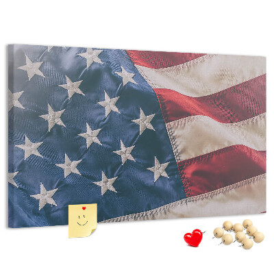 Tablero de corcho decorado Bandera estadounidense con estrellas prominentes.