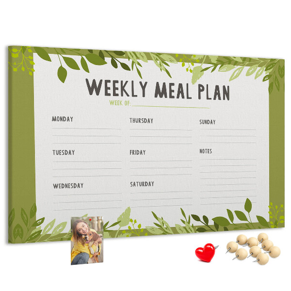 Planificador de comidas Green Leaf tablero de anuncios