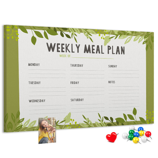 Planificador de comidas Green Leaf tablero de anuncios
