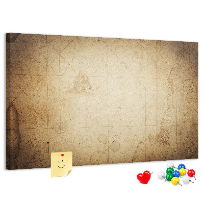 Tablero de corcho decorado Mapa antiguo con puntos marcados