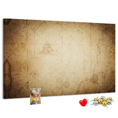 Tablero de corcho decorado diseño de mapa antiguo con puntos marcados