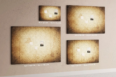 Tablero de corcho decorado diseño de mapa antiguo con puntos marcados