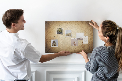 Tablero de corcho decorado diseño de mapa antiguo con puntos marcados