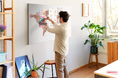 Pizarra de corcho mapa del mundo con estilo de ladrillo