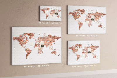 Pizarra de corcho mapa del mundo con estilo de ladrillo