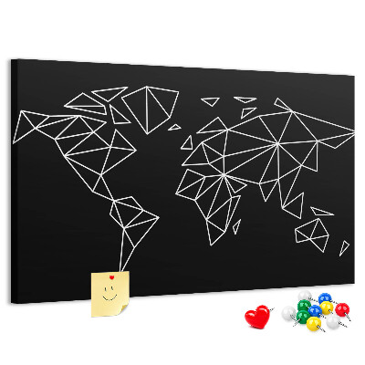 Tablero de corcho decorado La geometría del mundo en contornos blancos