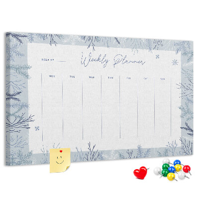 Tablero de anuncios Plan semanal de invierno con un delicado estampado.