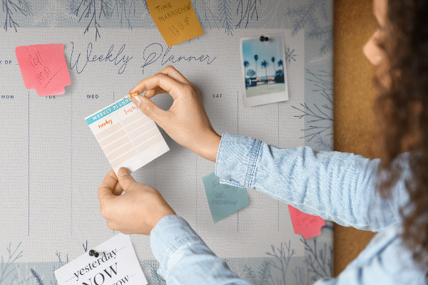 Tablero de anuncios planificador semanal de invierno con estampado delicado