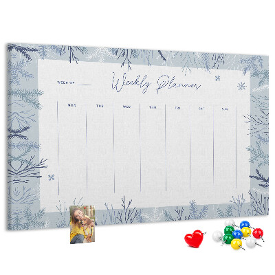 Tablero de anuncios planificador semanal de invierno con estampado delicado