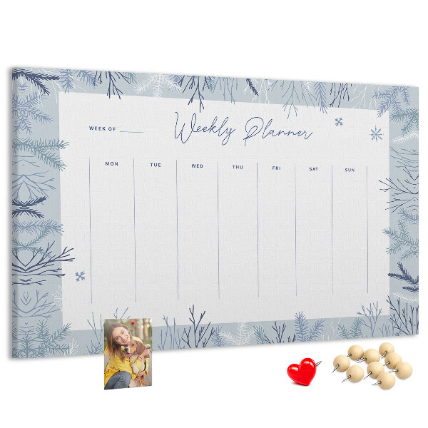Tablero de anuncios planificador semanal de invierno con estampado delicado