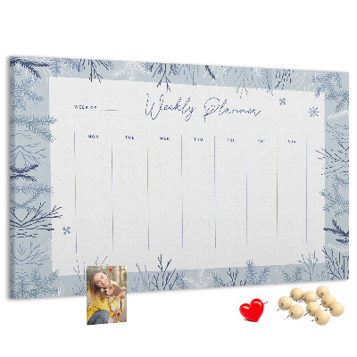 Tablero de anuncios planificador semanal de invierno con estampado delicado