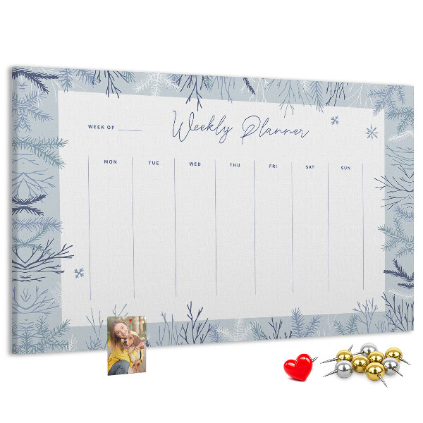 Tablero de anuncios planificador semanal de invierno con estampado delicado