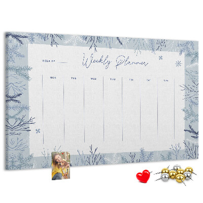 Tablero de anuncios planificador semanal de invierno con estampado delicado