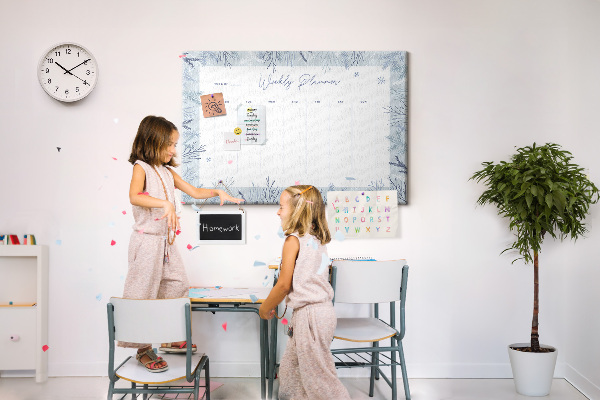 Tablero de anuncios planificador semanal de invierno con estampado delicado