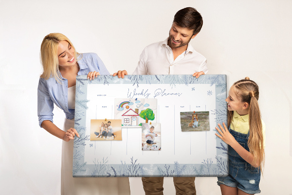 Tablero de anuncios planificador semanal de invierno con estampado delicado