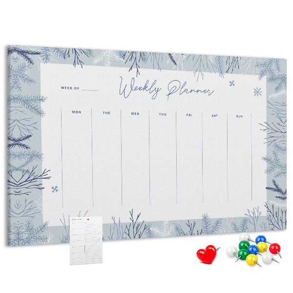 Tablero de anuncios planificador semanal de invierno con estampado delicado
