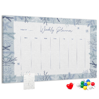 Tablero de anuncios planificador semanal de invierno con estampado delicado