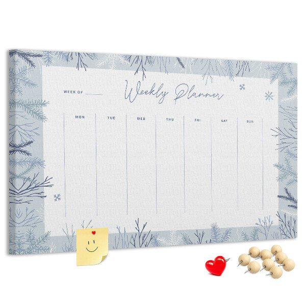 Tablero de anuncios planificador semanal de invierno con estampado delicado