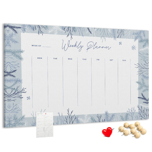 Tablero de anuncios planificador semanal de invierno con estampado delicado
