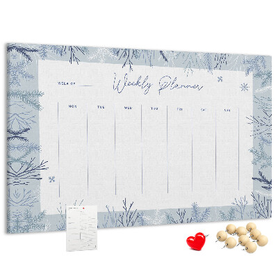 Tablero de anuncios planificador semanal de invierno con estampado delicado