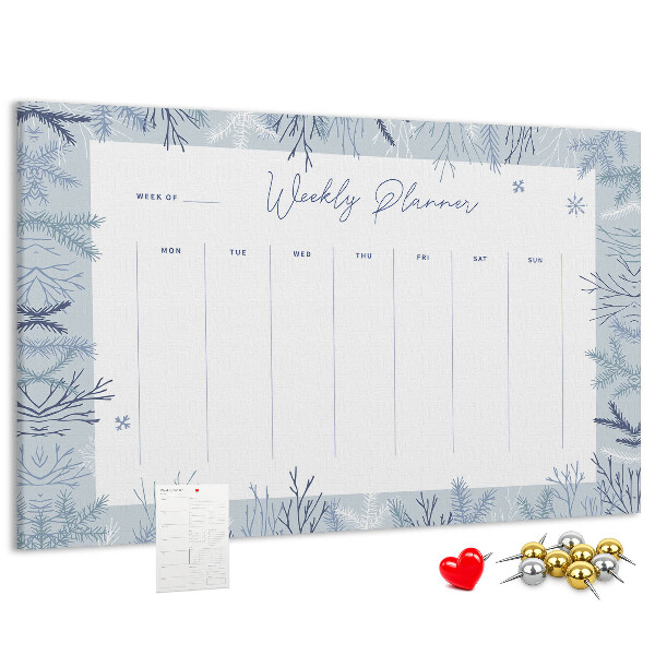 Tablero de anuncios planificador semanal de invierno con estampado delicado
