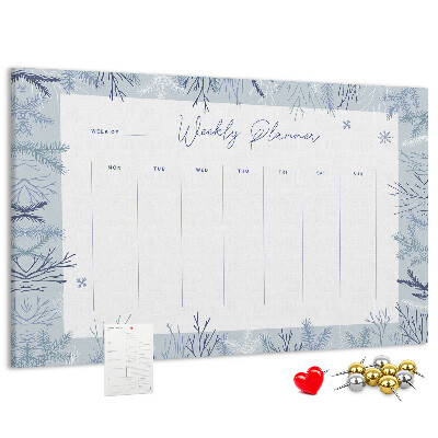 Tablero de anuncios planificador semanal de invierno con estampado delicado
