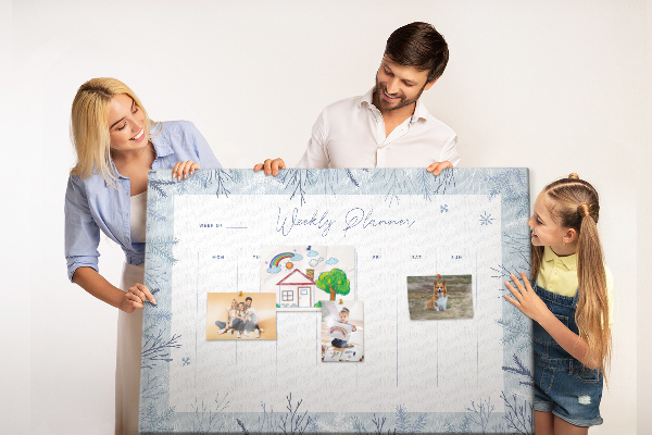 Tablero de anuncios planificador semanal de invierno con estampado delicado