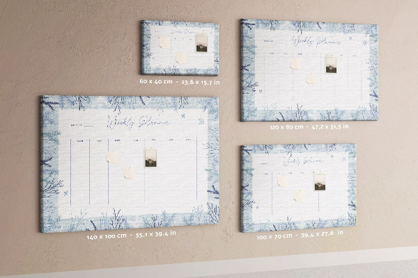 Tablero de anuncios planificador semanal de invierno con estampado delicado