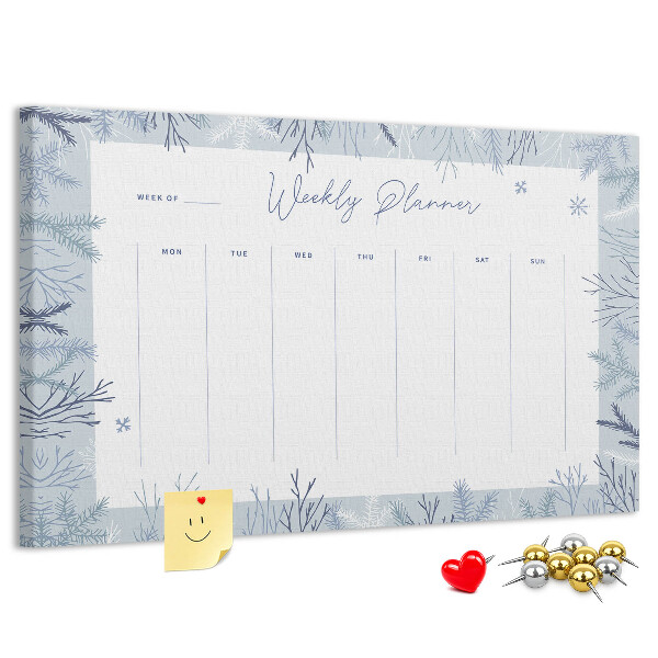 Tablero de anuncios planificador semanal de invierno con estampado delicado