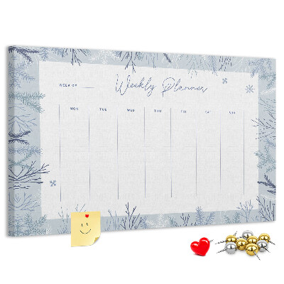 Tablero de anuncios planificador semanal de invierno con estampado delicado