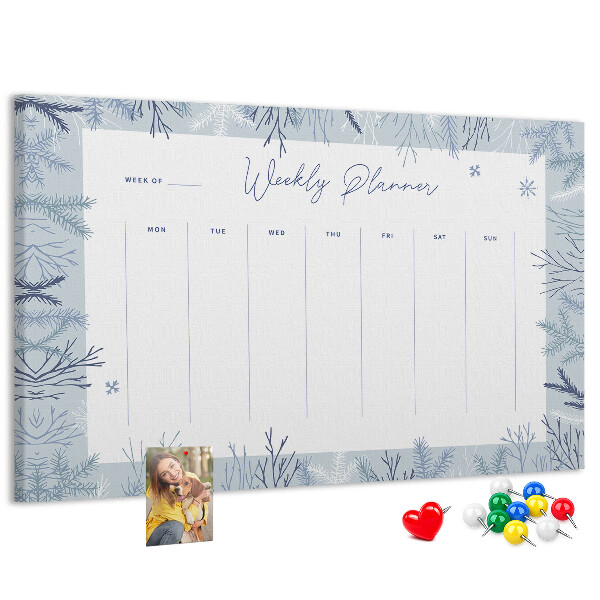 Tablero de anuncios planificador semanal de invierno con estampado delicado