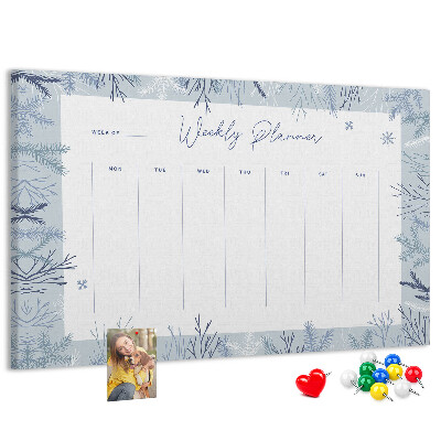 Tablero de anuncios planificador semanal de invierno con estampado delicado