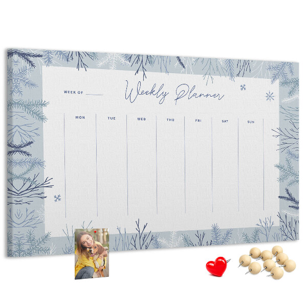Tablero de anuncios planificador semanal de invierno con estampado delicado