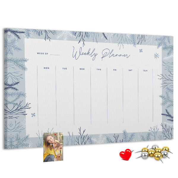 Tablero de anuncios planificador semanal de invierno con estampado delicado