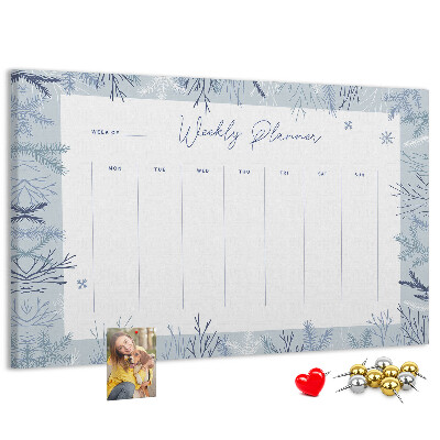 Tablero de anuncios planificador semanal de invierno con estampado delicado