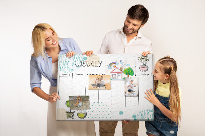 Tablero de corcho decorativo planificador semanal con diseño de plantas coloridas