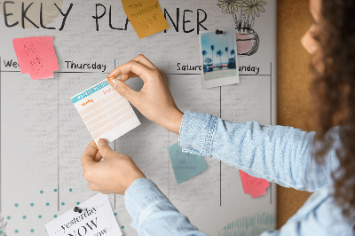 Tablero de corcho decorativo planificador semanal con diseño de plantas coloridas