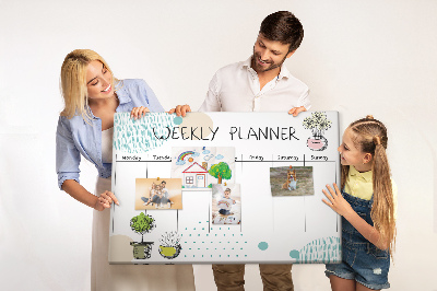 Tablero de corcho decorativo planificador semanal con diseño de plantas coloridas
