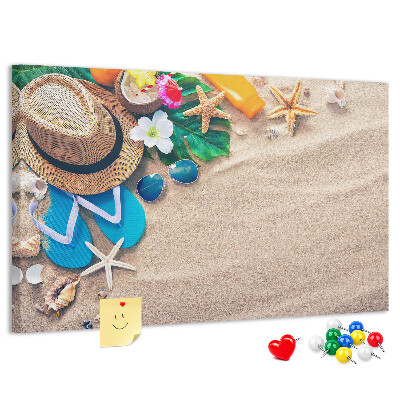 Tablero de anuncios Recuerdos de verano en la playa con accesorios