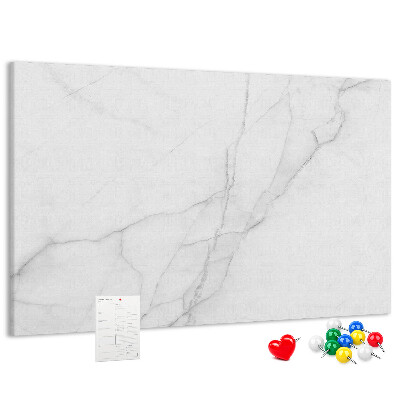 Pizarra de corcho Elegante diseño de mármol en tonos blancos.