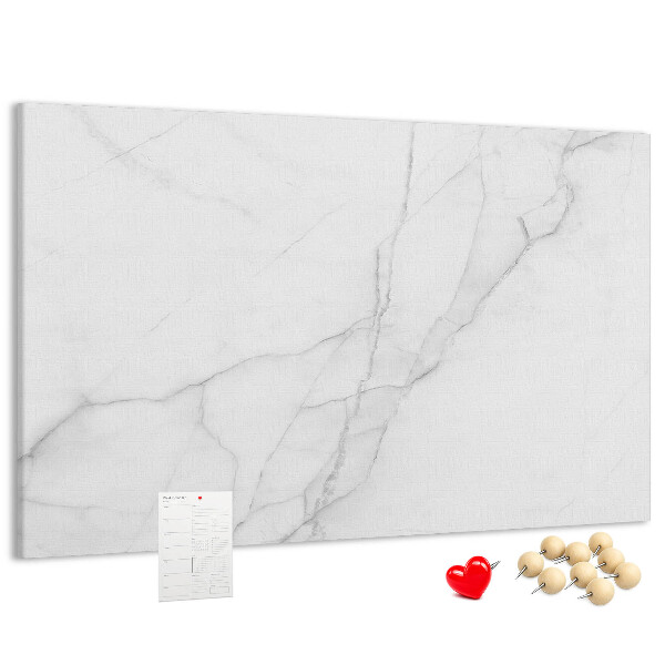 Pizarra de corcho Elegante diseño de mármol en tonos blancos.