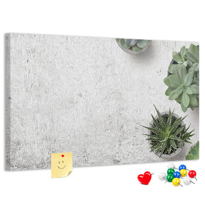 Tablero de corcho decorado Plantas en maceta sobre un fondo gris