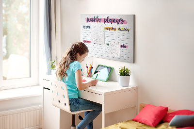 Tablero de corcho decorativo agenda semanal con detalles coloridos