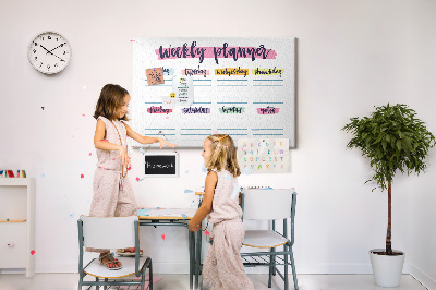 Tablero de corcho decorativo agenda semanal con detalles coloridos