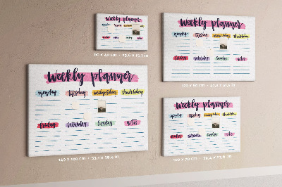 Tablero de corcho decorativo agenda semanal con detalles coloridos