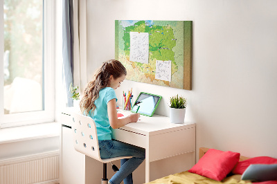 Tablero de anuncios mapa de Polonia con Varsovia marcada