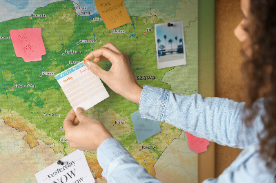Tablero de anuncios mapa de Polonia con Varsovia marcada