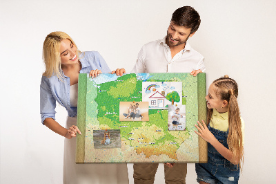Tablero de anuncios mapa de Polonia con Varsovia marcada